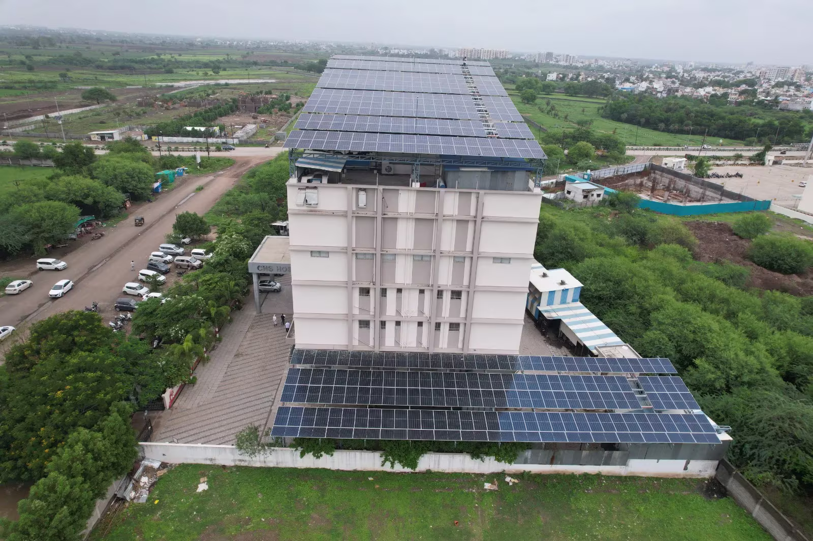 Commercial solar installation on hospital building